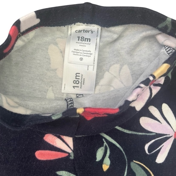 Carter’s pull-on leggings floral print black cotton Girls 18 Months - Picture 6 of 7